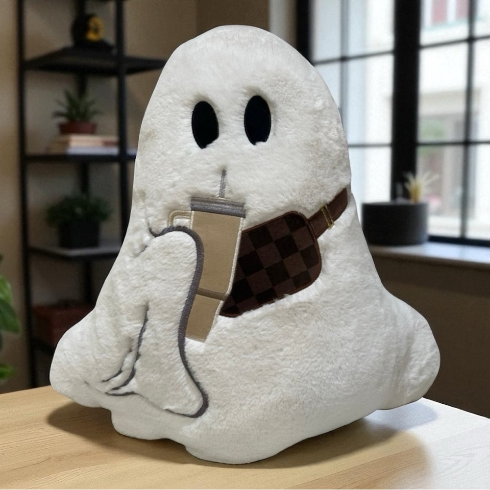 Plush White Ghost Stanley “LV” Bum Bag Halloween Decorative Large Throw Pillow